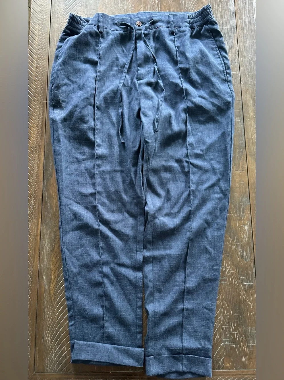 SHEIN Navy Blue Drawstring Pleated Men's Pants